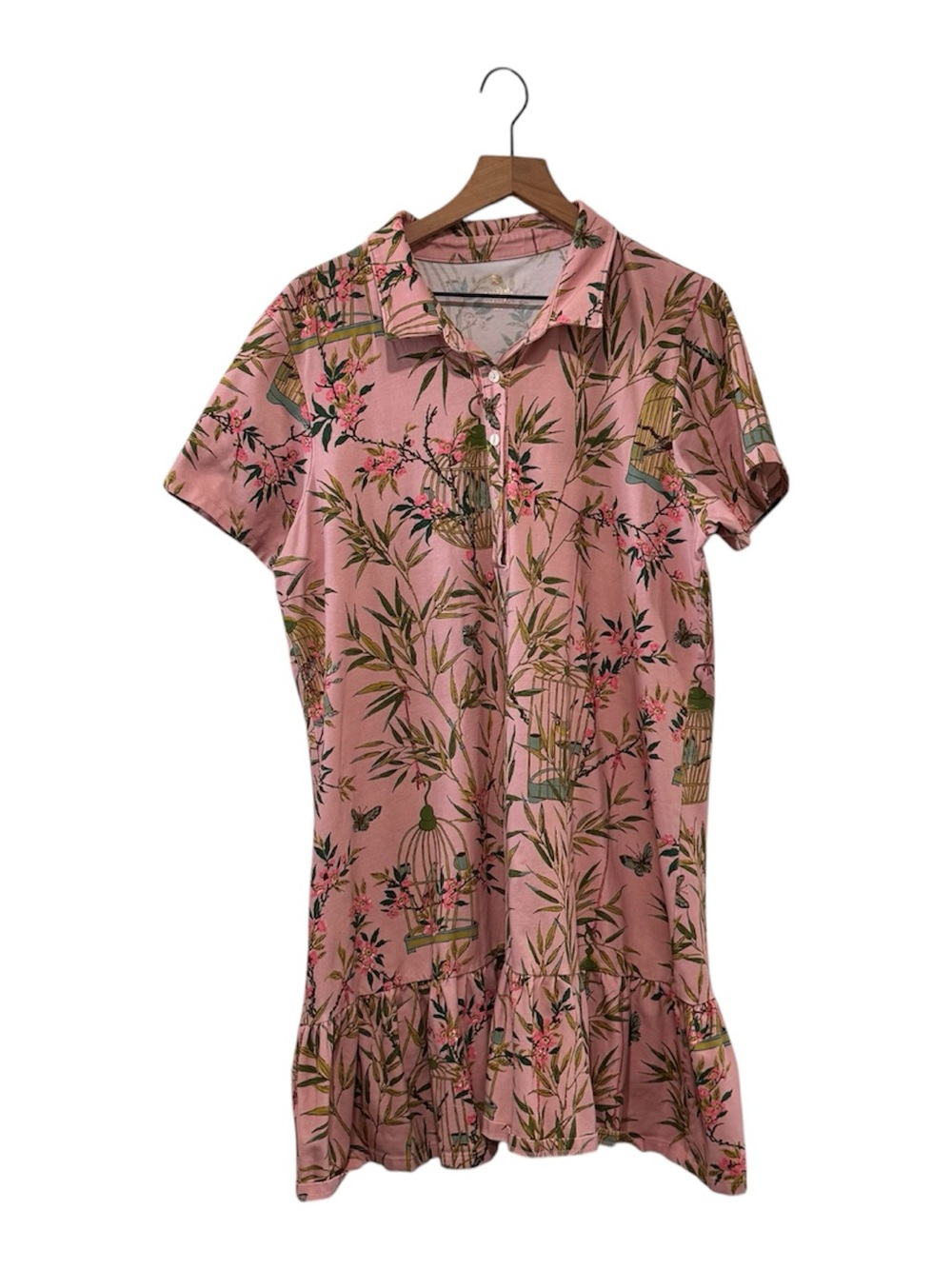 Spartina449 Pink Floral Birdcage Henley Shirt Dress